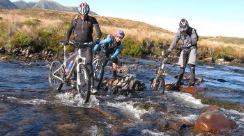 Fording the river rather than using the swingbridge is a quicker option on Gouland Downs